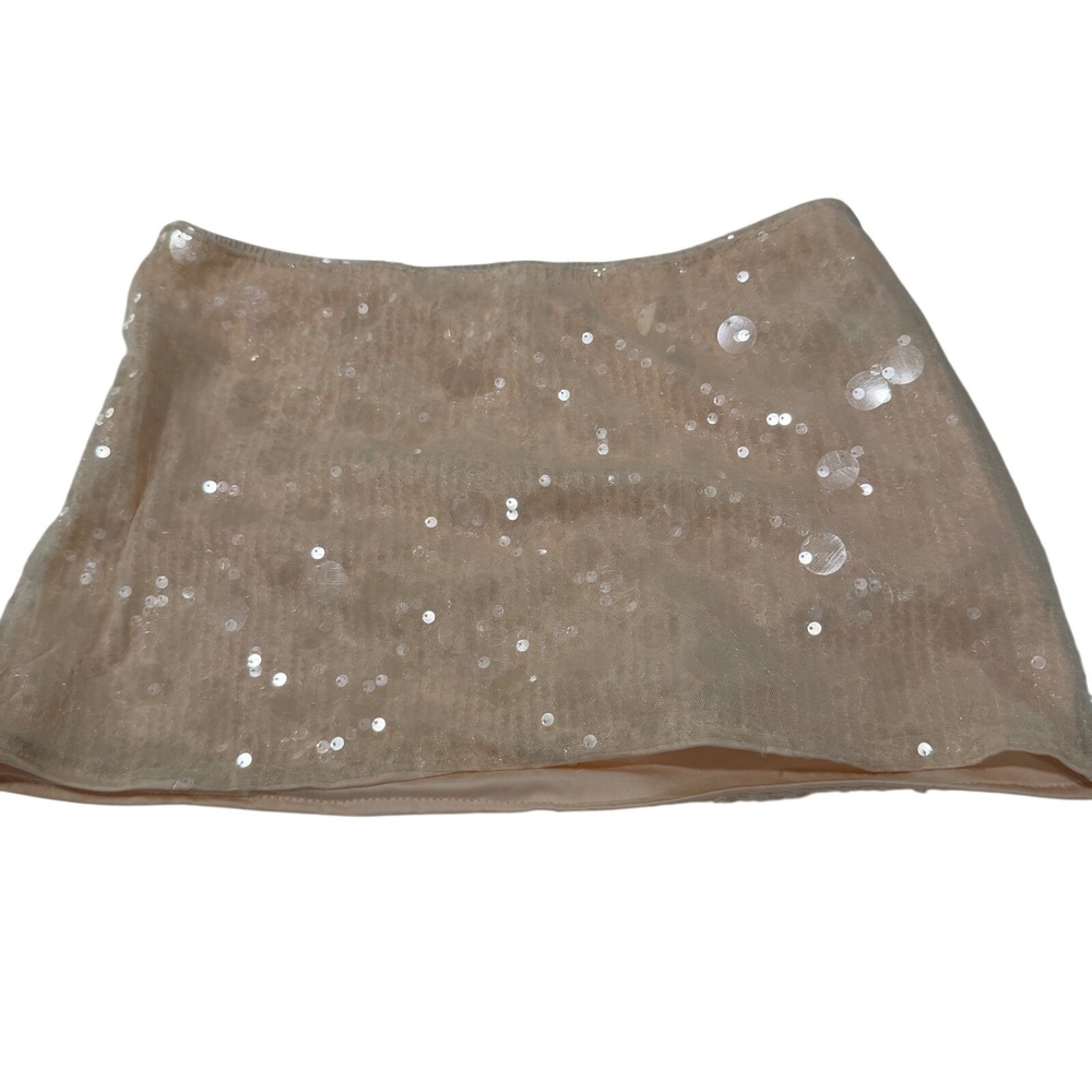 Shein Peach Sequin‎ Mesh Mini Skort Womens Size Medium M 6 Sparkly Festival Rave